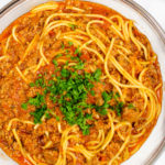 Homemade Spaghetti Sauce in Glass Bowl