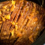 Slow Cooker Ham with Pineapples and Brown Sugar-Overhead Shot