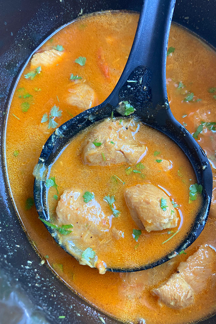 Spoonful of Indian Yellow Coconut Milk Curry- Closeup Shot