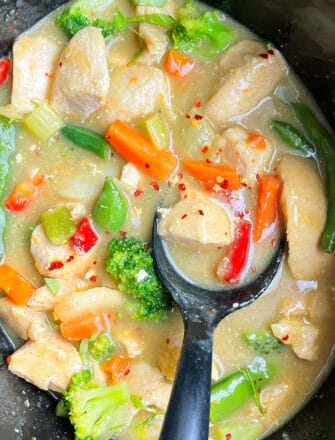 Easy Thai Green Chicken Curry in Black Slow Cooker