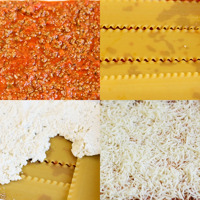 Collage Image With Step by Step Pictures on How to Make Crock Pot Lasagna